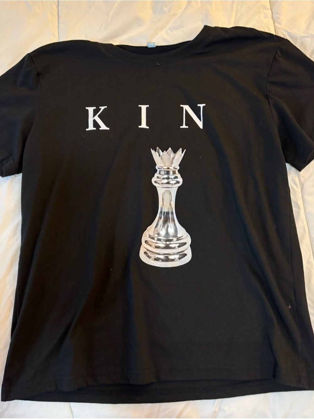 Men’s Black 'KIN' Graphic T-Shirt with Silver Chess Piece